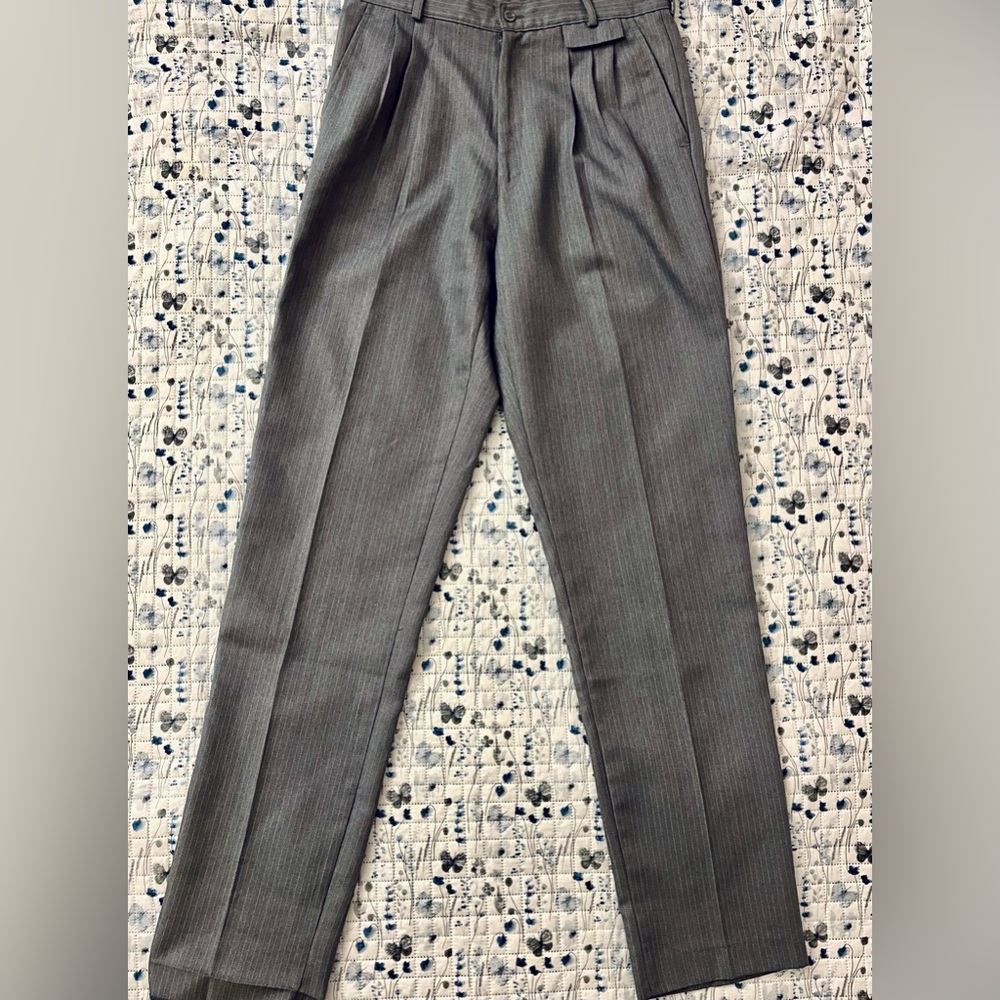 Vintage Gioni Designs Gray Pleated Pinstripe Dress Pants - Size 30 x 34 (Men's)
